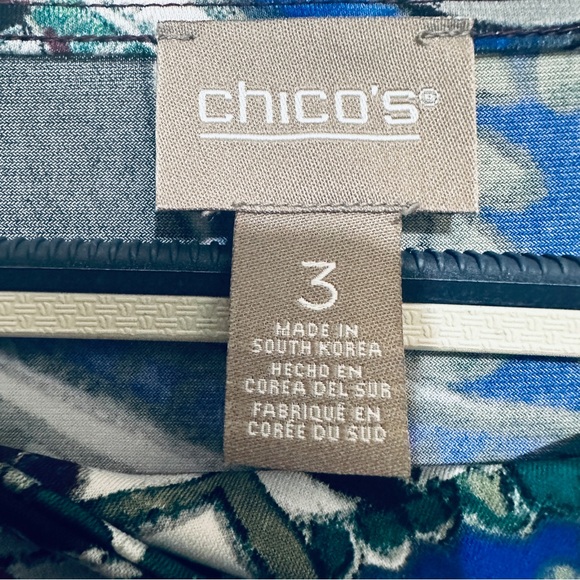 NWOT Chico’s Sleeveless Paisley Print Shift Dress Blue Green Stretch Size 3 - Picture 7 of 15